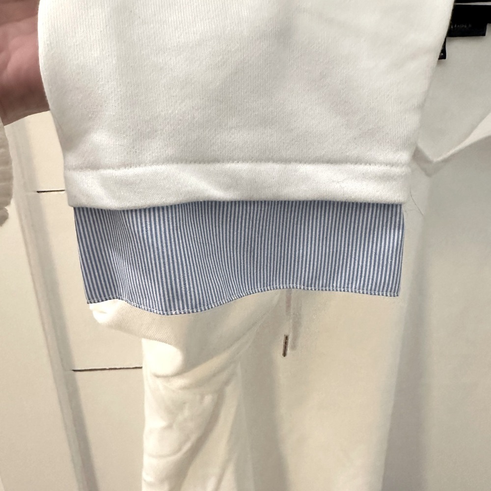 TOMMY HILFIGHER 3X Wovenhem white dress shirt bottom hooded loose fit woman top - Picture 6 of 14